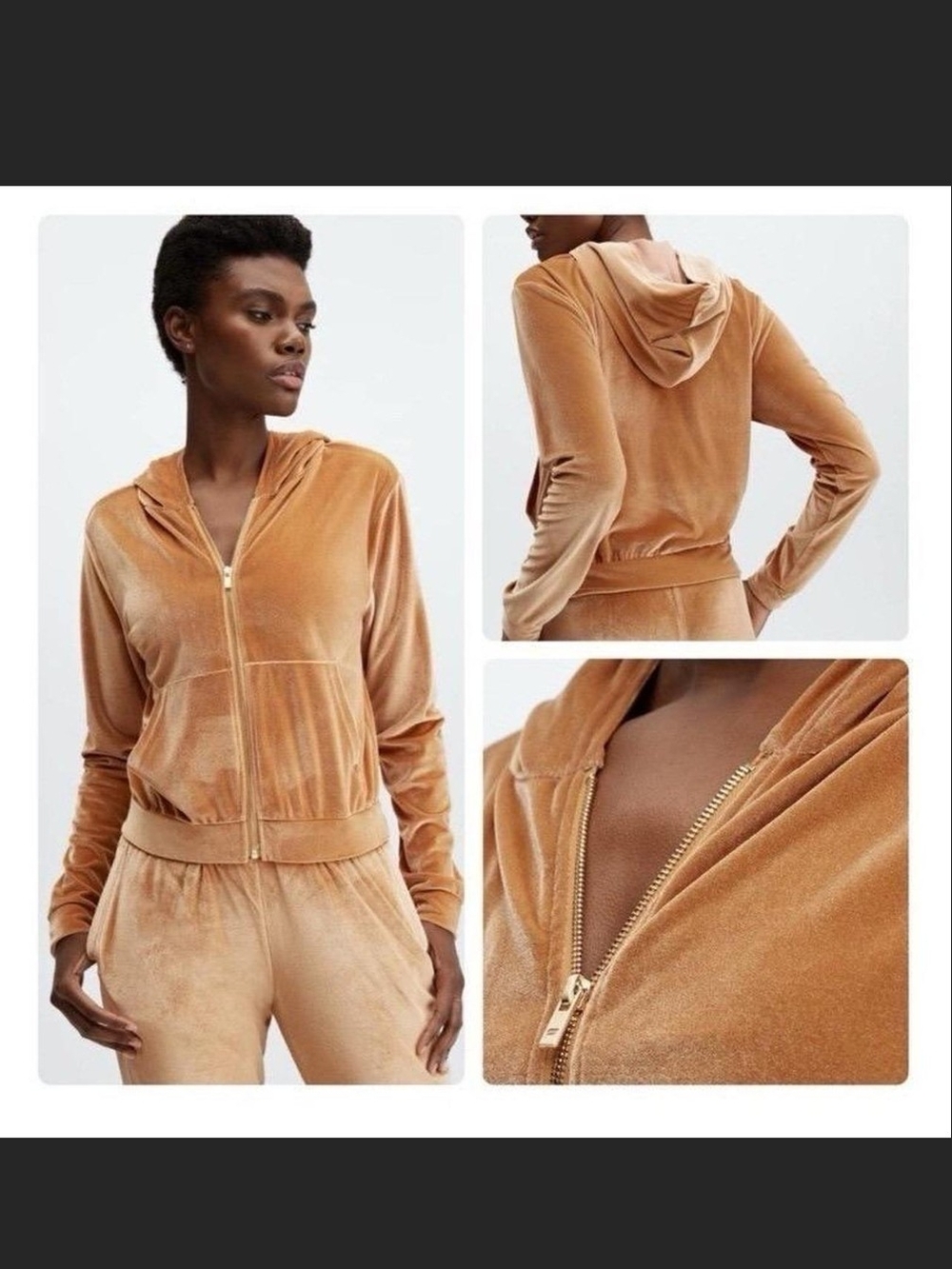 Fabletics Outfit-Velvet Zip Hoodie & Matching Bottoms- Light Honey Med/Lg